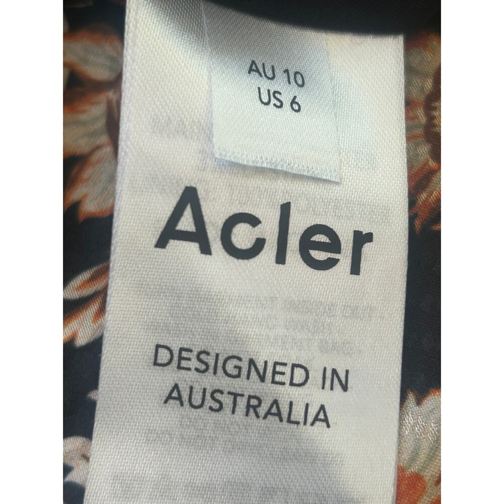 Acler Vales Black Sunflower Floral Satin Midi Dress Handkerchief Hem 6 S M - Picture 7 of 8